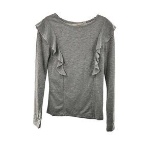 L.O.G.G Women's Long Sleeve Ruffle Round Neck Top Size XS